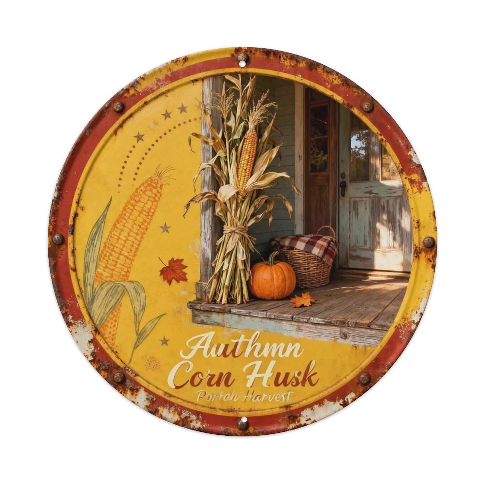 Autumn Corn Husk Metal Tin Sign Plaque