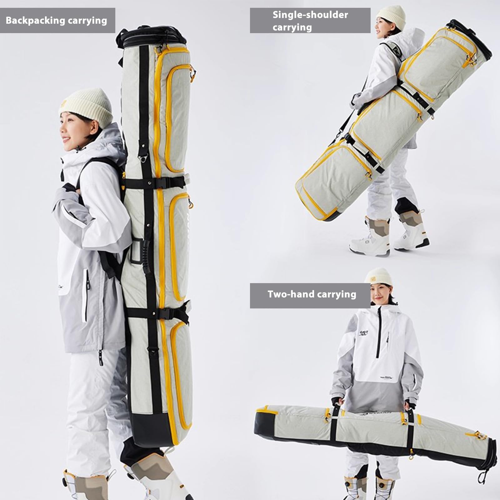 Sac À Skis À roulettes, Sac À Snowboard Rembourré Et Imperméable À roulettes pour Les Voyages en Avion, Convient Aux Skis Et Aux Chaussures, Extensible De 175 À 190 cm