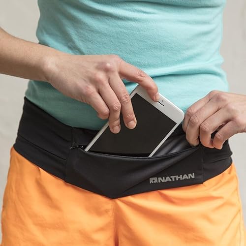 Miniatura 11 de Cinturón para correr Nathan Zipster para hombres y mujeres, cangurera sin rebote, riñonera para correr para mujeres, bolsillos con cierres, se