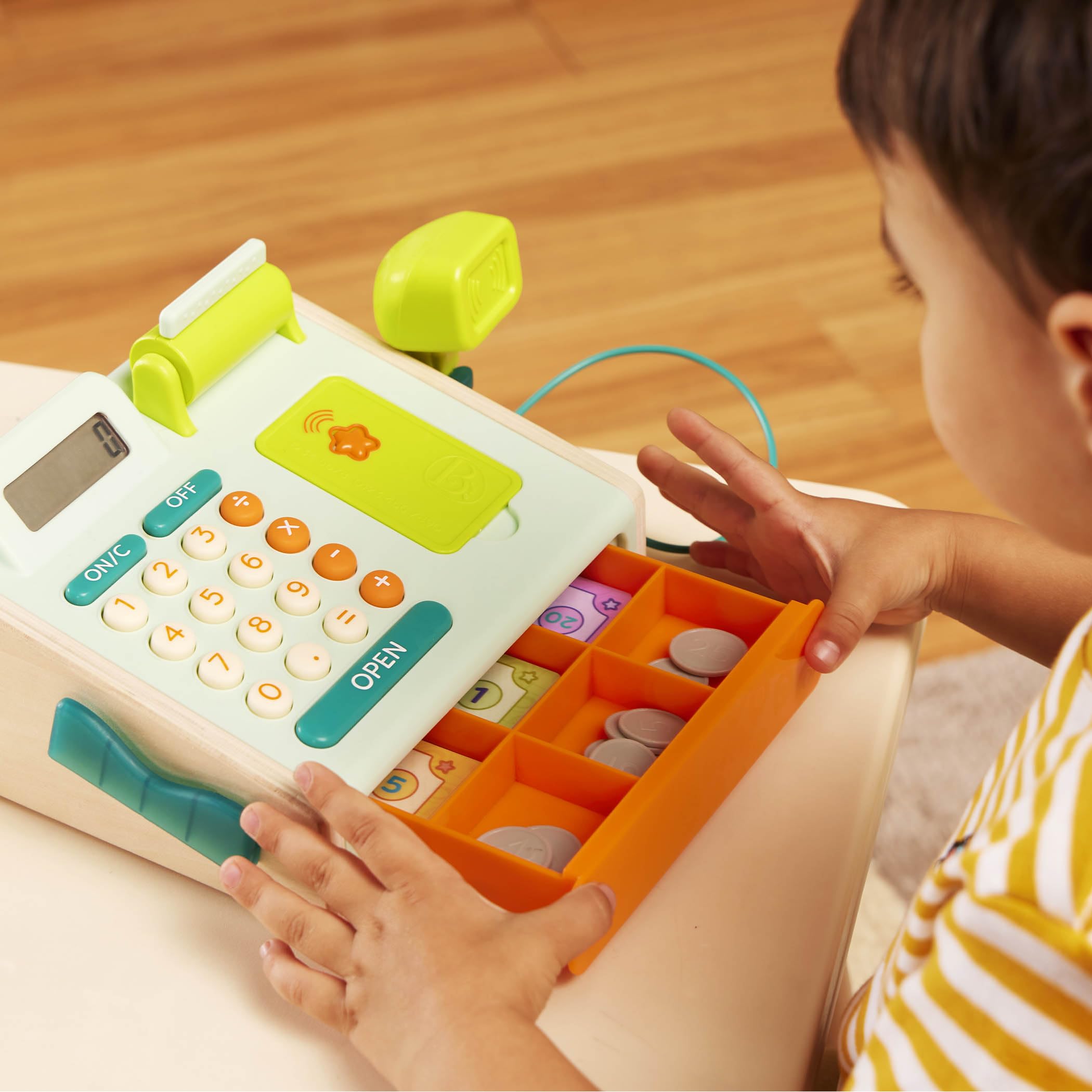 B. toys Mini Cashier, registratore di cassa giocattolo con scanner
