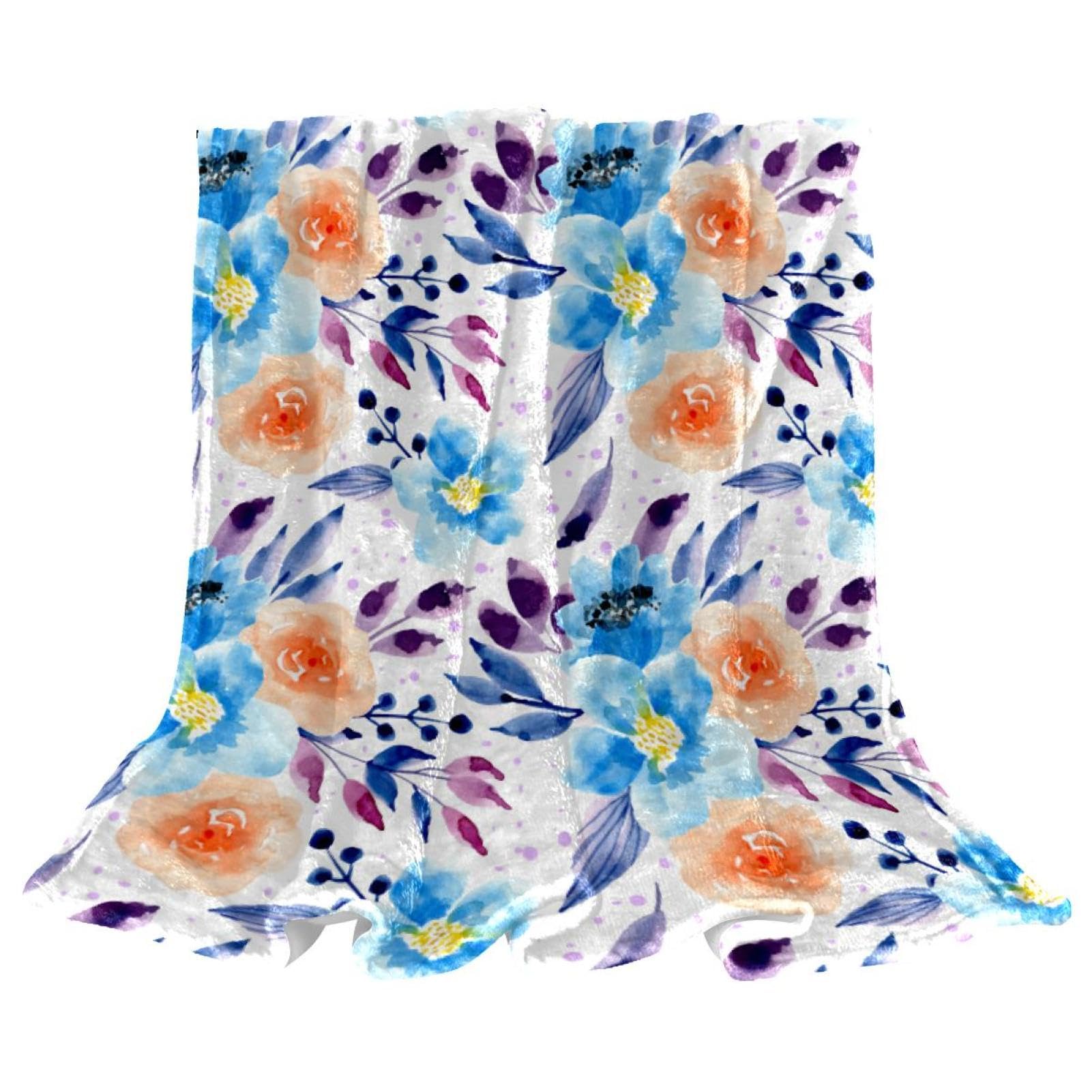 Couverture polaire fleur bleue pourpre pour vos soirées cocooning au salon