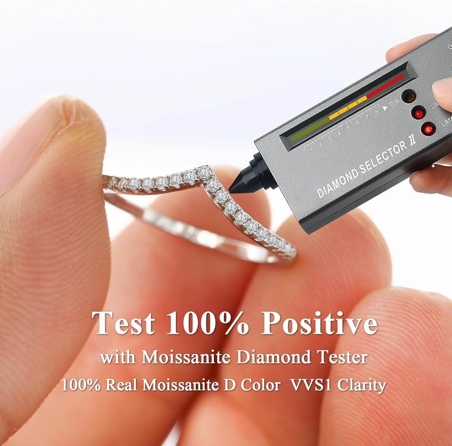 Moissanite Curved Wedding Band for Women 925 Sterling Silver 18K White Gold Plated Stackable Rings Guard Enhancer for Women Size, Anniversary Birthday Jewelry Gift