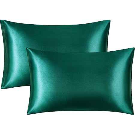 white and green silk pillowcase