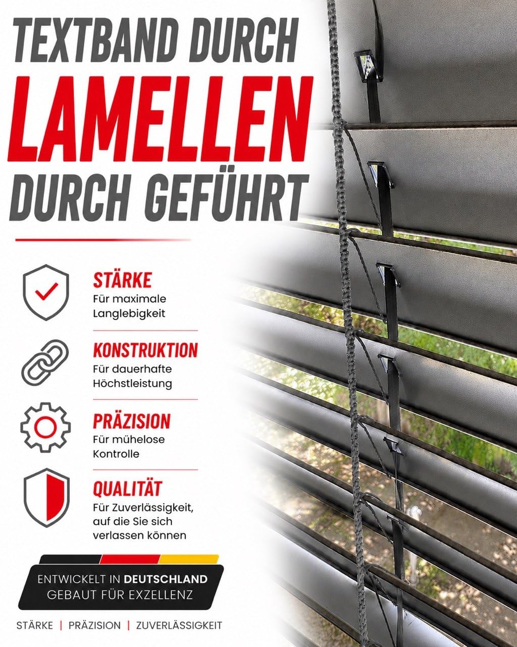 Bande de levage Bande textile pour store extérieur 6 x 0,33 mm avec 2 boucles (350 cm, noir)
