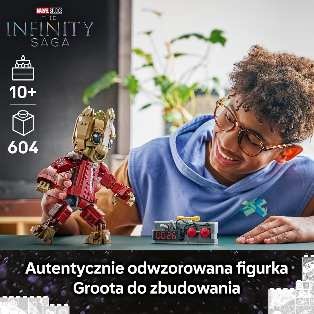 LEGO ǀ Marvel Groot w stroju Ravagera, zabawka dla dzieci do zbudowania, ruchoma figurka superbohatera z filmu Strażnicy Galaktyki Vol. 2, pomysł na prezent dla chłopców i dziewczynek od 10 lat 76341