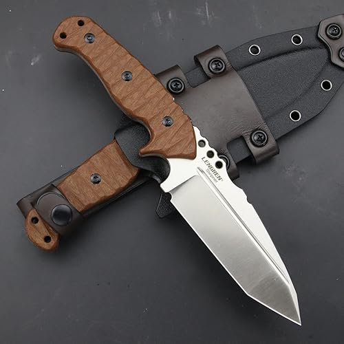 LENGREN Cuchillo pesado Sleipner de acero de espiga completa de 10.7 pulgadas, hoja fija, cuchillo táctico de campamento al aire libre, mango de