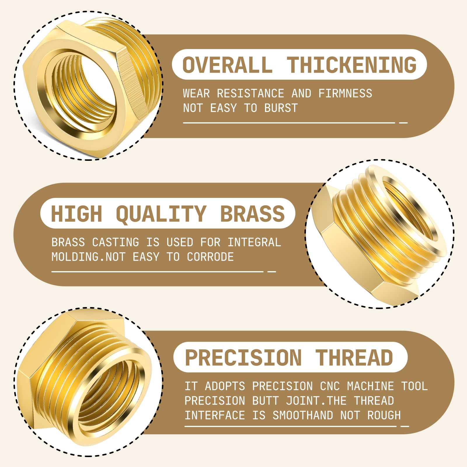 Bwintech 2 pz 1/4" Femmina A 1/2" Maschio BSP Filettatura In Ottone Boccola Esagonale Riduttore Connettore Per Tubo Collegamento Conversione