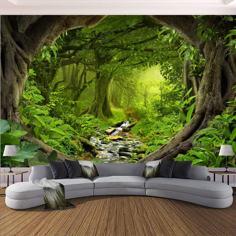 Custom Nature Scenery Wall Mural Large Forest Peel and Stick Murals for Bedroom Living Room Forest Wallpaper Home Decor