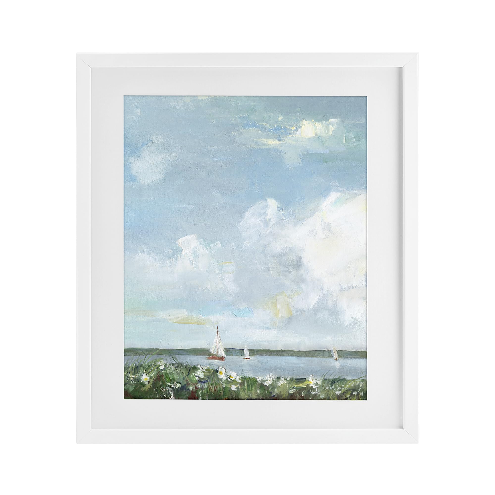 'Seaside Sailing Under Clouds'| Framed Print Under Glass
