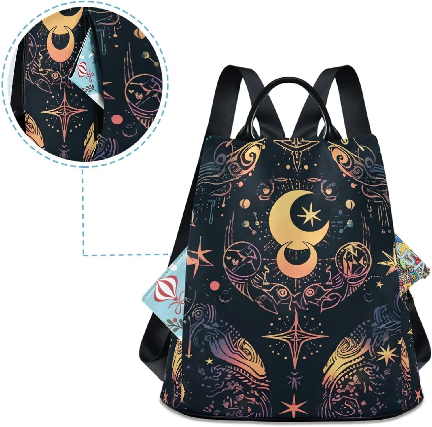 ALAZA Moon Stars Alchemy Witch Backpack Purse for Women Anti Theft Fashion Back Pack Shoulder Bag - Image 4