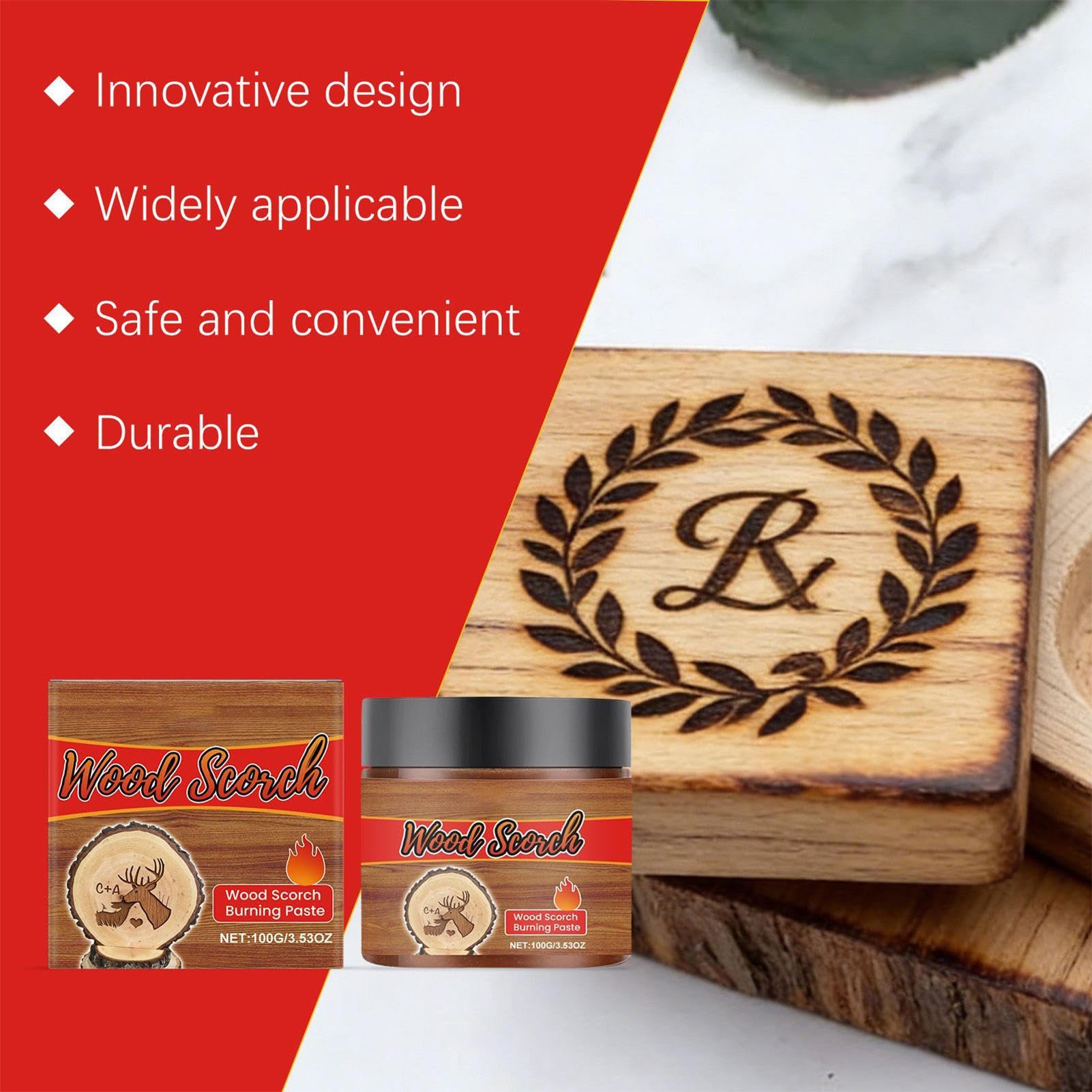 Pintura para quemar madera, gel de manualidades de precisión de 100 g, pasta de quemador de madera para marca de mesa, grabado, principiantes, adultos, proyectos de creación de arte de bricolaje