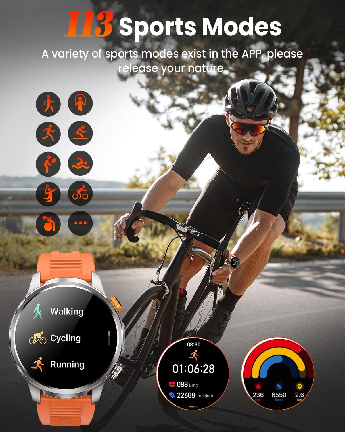 Smart Watches for Men, Military Smart Watch with 100 Days Battery/Flashlight/Heart Rate/Sleep/SpO2 Monitor/Calling/110+ Sports Mode, 5 ATM Rugged Men's Fitness Tracker Watch for An...