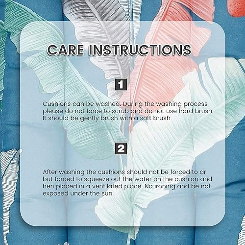 Miniatura 5 de Cojín para silla de patio de 67 pulgadas, cojín de sofá con estampado floral para interiores y exteriores, con lazos y cubierta superior, cojines