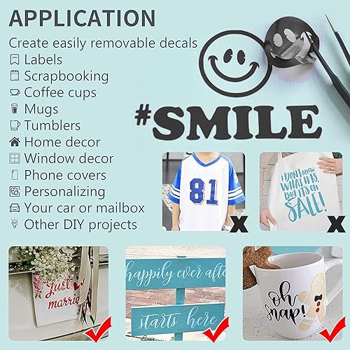 Miniatura 47 de Lya Vinyl - Vinilo permanente negro brillante, rollo adhesivo permanente de 12 pulgadas x 50 pies para máquina de corte, rollo de vinilo para Negro