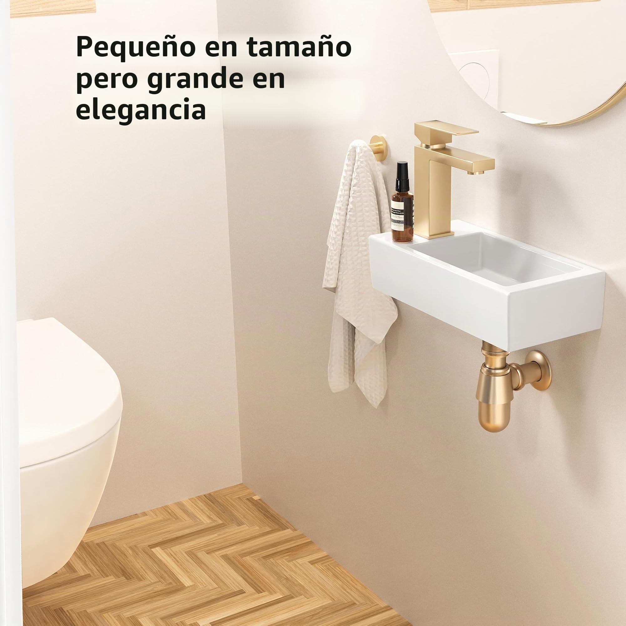 KES Lavabo Blanco de Cerámica Lavabo Sobre Encimera Baño Mini Estandar Lavamanos sobre Encimera Rectangular, BWS102