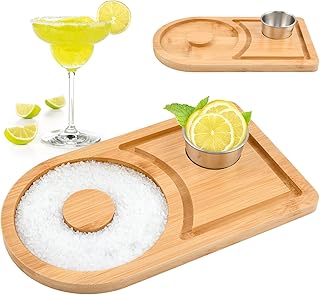 Margarita Salt Rimmer Set, Party Bar Margarita Salt Rimmer with Bowl Bar Party Sugar Drinks Bartender Tool for Cocktail and Margarita for Home, Dinner(Wood)