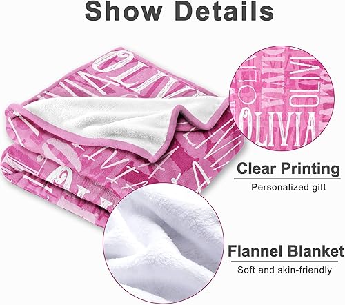 Miniatura 4 de Yofair Manta personalizada con nombre, manta de bebé personalizada con palabras de letras, manta de franela de felpa suave para bebés, niños,