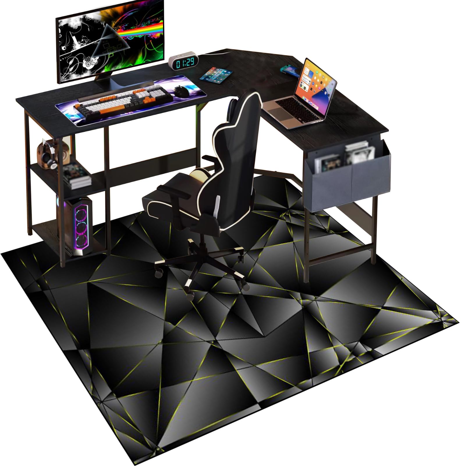 Gaming Chair Mat Non-slip 100 x 120 cm Floor Protector for Carpets and Hard Floor Surfaces, Hard Floor Protector Mat for Gaming and Office Chairs, Office Chair Mat for Carpeted and Hardwood Floor