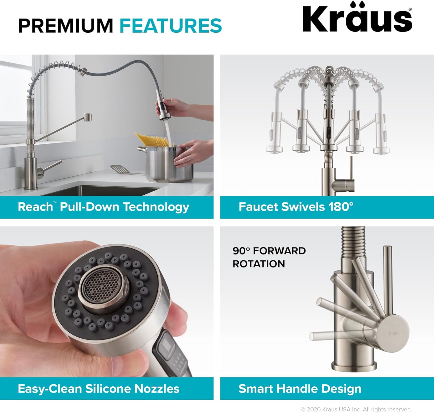 KRAUS Bolden Commercial Style Pull-Down Kitchen Faucet and Purita Water Filter Faucet Combo in Spot Free Antique Champagne Bronze, KPF-1610-FF-100SFACB