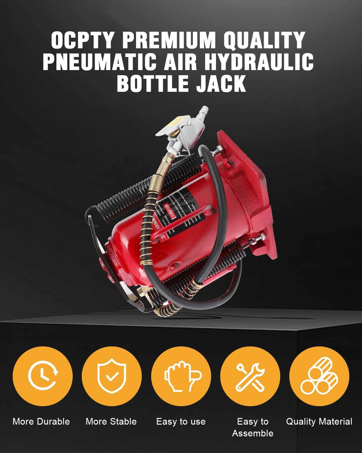 OCPTY 20 Ton Pneumatic Air Hydraulic Bottle Jack 40000 LBS Heavy Duty Auto Truck Travel Trailer Repair Lift Red with Manual Hand Pump