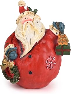 Christmas Decor Figurine, Santa Claus with Gift in Hand, Resin Xmas Ornament for Table Top Centerpiece Fireplace, Handmade Statue for Xmas Gift, Christmas Party Home Decoration (Santa Claus)