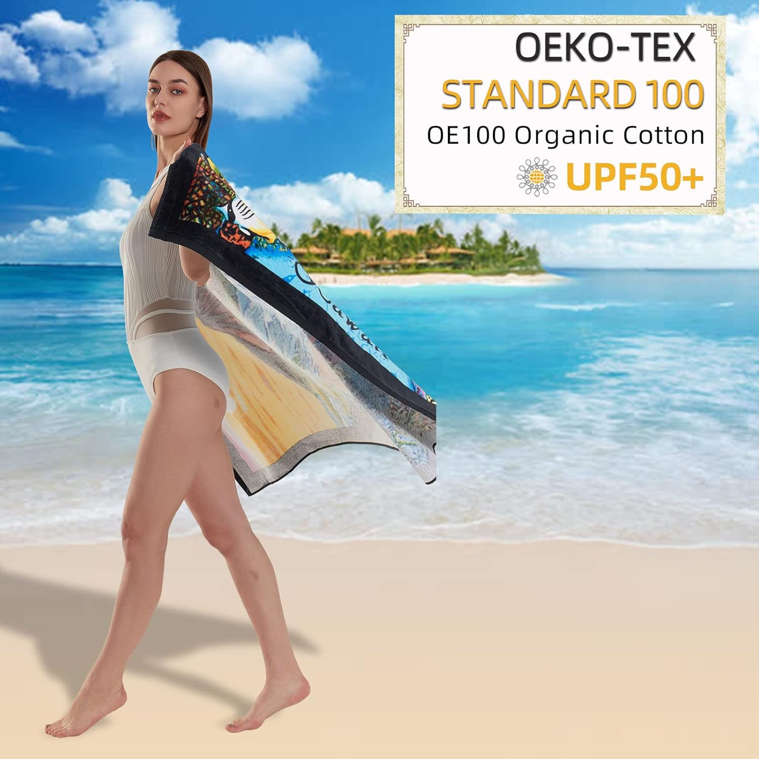 Oversized Beach Towel Cotton, Extra Large 40"X70" Thick Pool Towel High Absorbent, XL Soft Plush Beach Towels for Adults Mens Women - Image 5