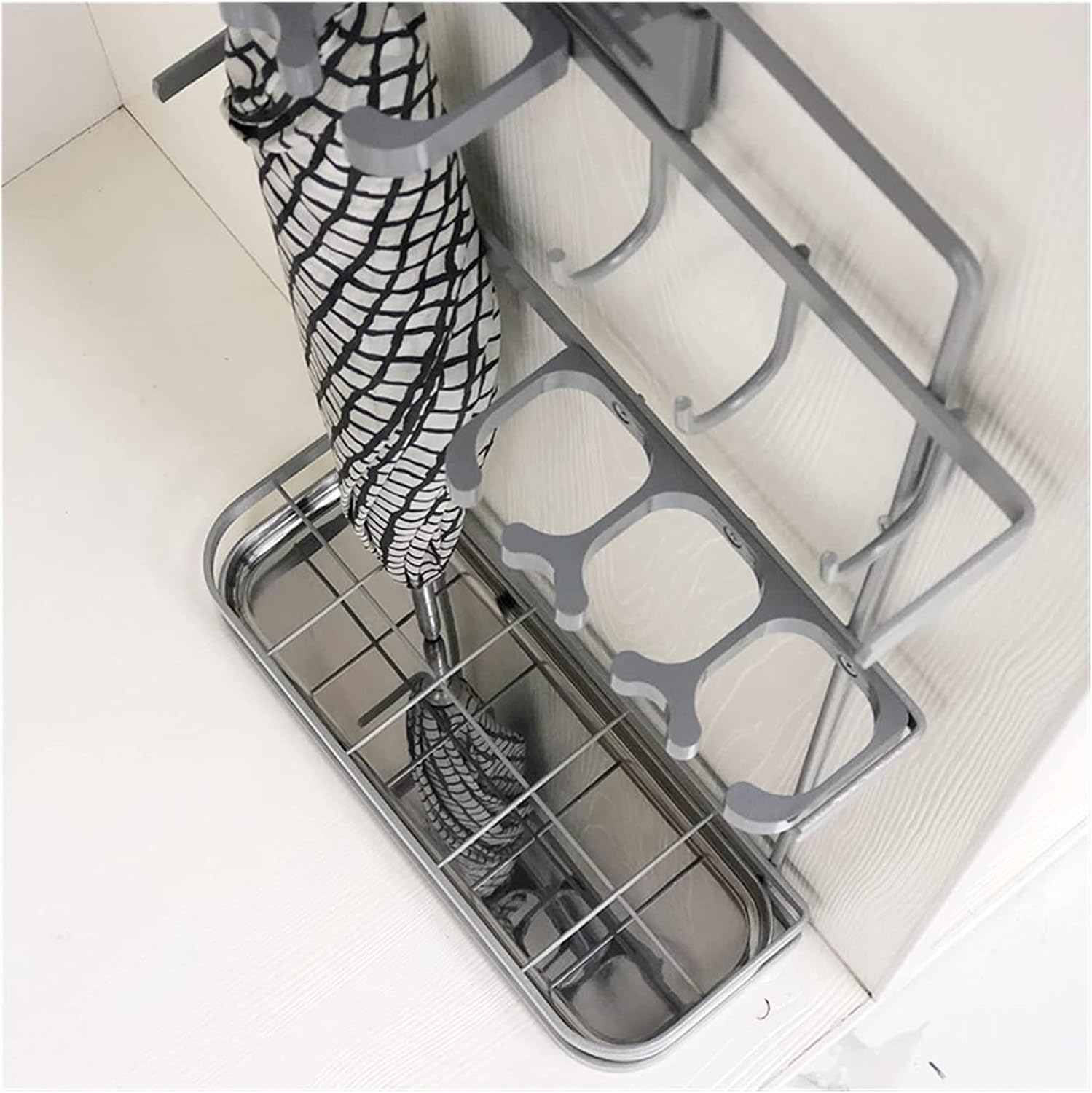 Steel Freestanding Umbrella Stand with Drip Tray Holder for Umbrellas, Canes, and Walking Sticks Doorway Umbrella Rack