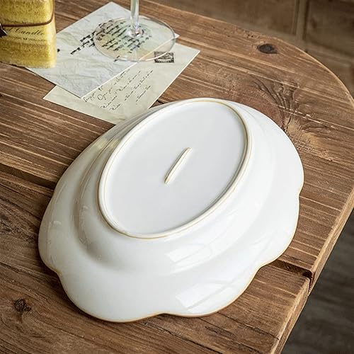 Miniatura 3 de Platos de cena chinos de cerámica blanca Platos de cena grande con mango de oreja doble plato de pescado pintado a mano Plato de postre Plato de