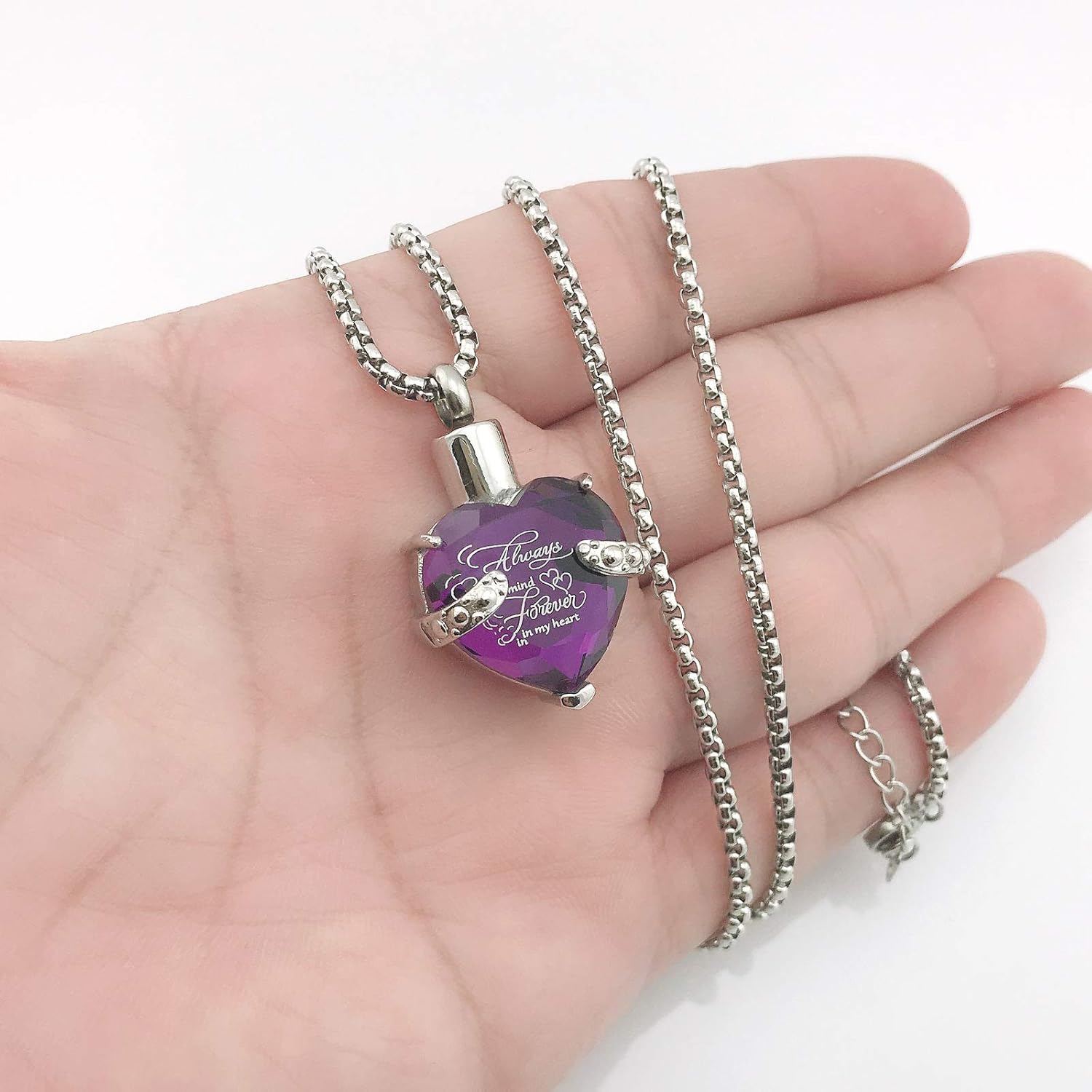 YOUFENG Birthstones Heart Cremation Pendant Urn Necklaces for Ashes Urns for Human Ashes Memorial Locket Keepsake Ashes Jewelry with Fill Kit - Image 2