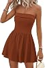 KIRUNDO Summer Rompers For Women 2025 Casual One Piece Strapless Tube Top Sleeveless Skort Short Jumpsuit Beach Vacation