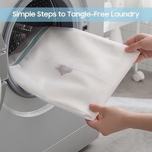 Miniatura 6 de 4 bolsas grandes de malla para ropa interior delicada con cremallera, 2 piezas de 24 x 24 pulgadas, 2 piezas de 20 x 24 pulgadas