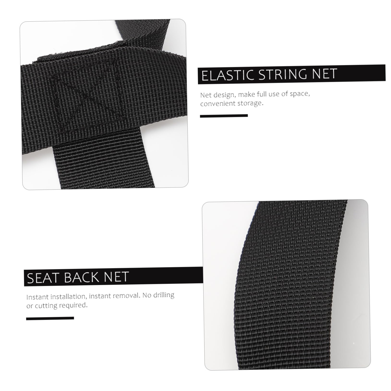 Rete Elastico per Bagagliaio Auto Nero, Rete di Stoccaggio per Tetto e Borsa, Tessuto Intrecciato, Installazione Istantanea per Uso su Portapacchi e Bauli