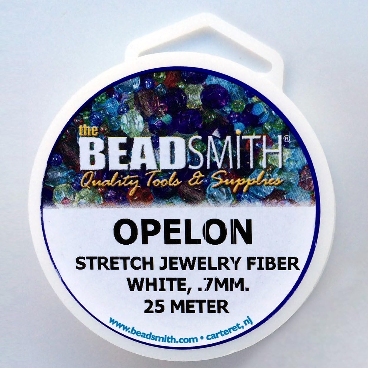 Beadsmith Opelon Stretch Jewelry Fiber, White, 0.7 millimeters x 25