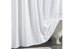 White Boho Tufted Shower Curtain Set: Extra Long for Your Bathroom