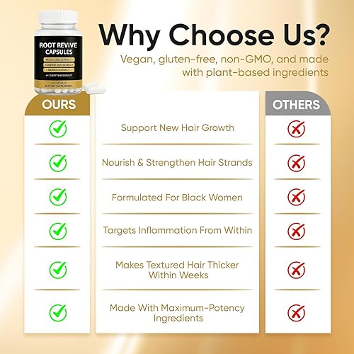 Miniatura 5 de Root Revive Cápsulas de crecimiento del cabello para mujeres y hombres negros  60 cápsulas  Fórmula 17 con extracto de semilla negra, biotina, bambú