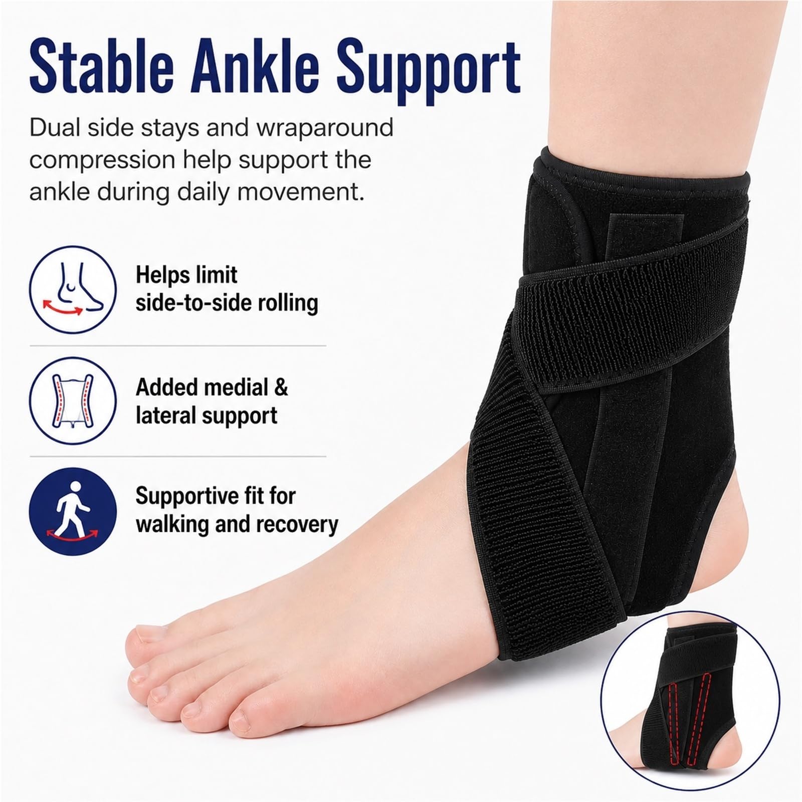 Tobillera Estabilizadora con Soporte de Aluminio para Esguinces y Fascitis Plantar Férula Rígida Ajustable para Protección de Tobillo Hombre y Mujer Talla Única