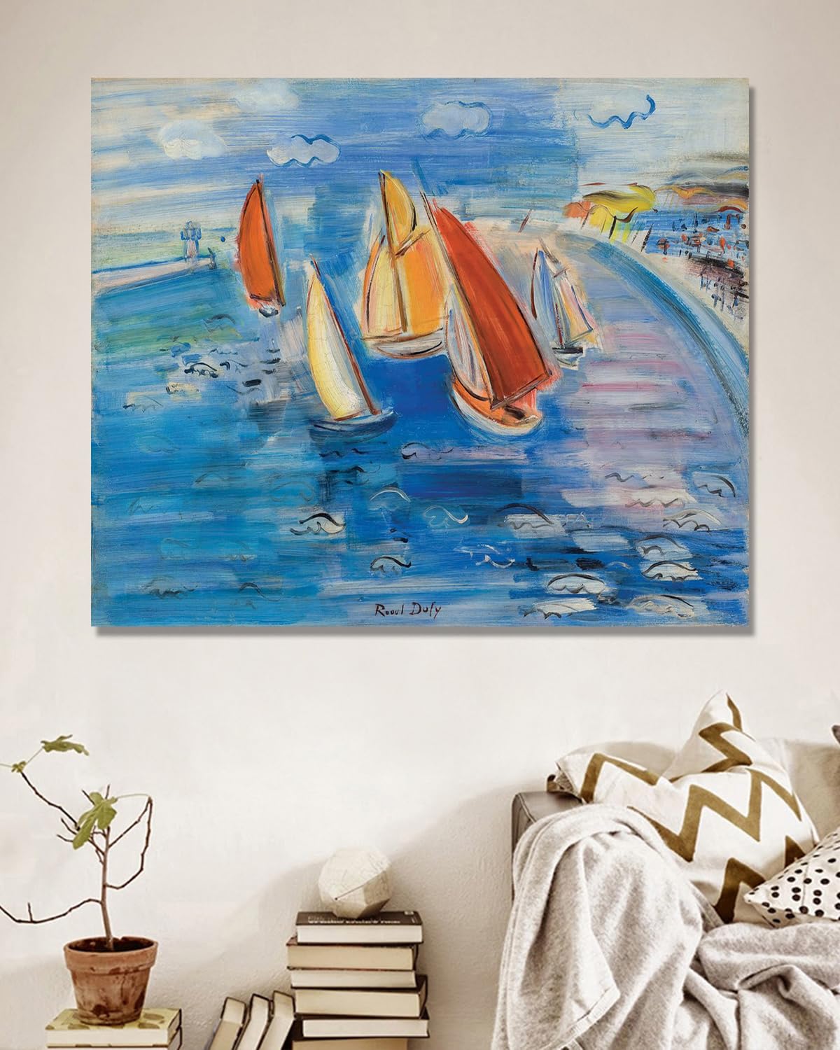 NHLDZYH Raoul Dufy (regaty w Sainte-Adresse), plakat podróżny w stylu vintage, sztuka impresjonistyczna, obraz ścienny na płótnie do dekoracji domu, 30 x 36 cm, tylko płótno