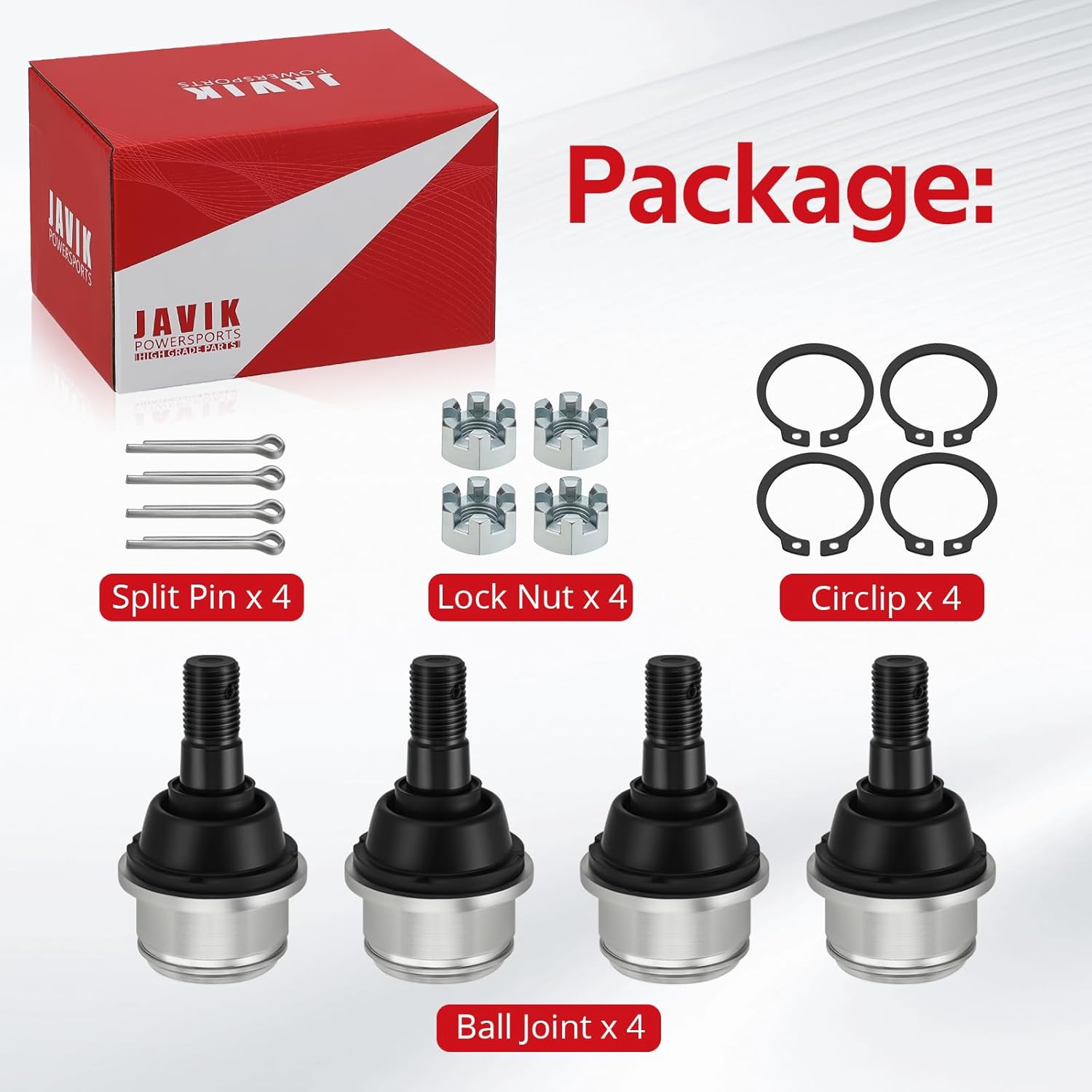 Upper & Lower Ball Joint Kit for Honda FourTrax 300 Foreman 400 TRX300 TRX400 4Pcs OEM# 51355-HP5-601 51355-HC5-004 51355-HM5-931
