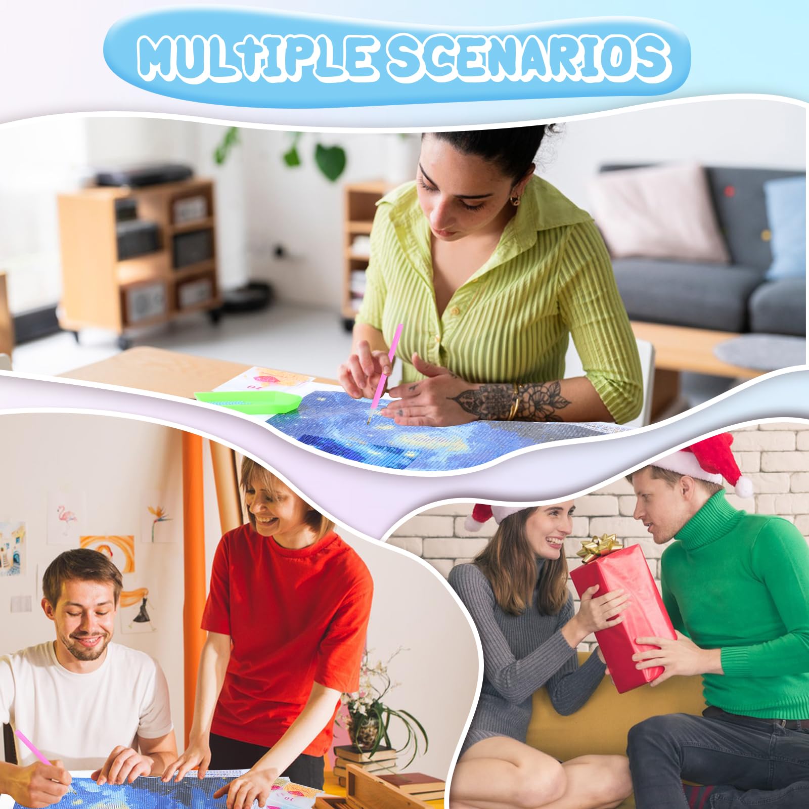 UPABLUNSO Kits de arte de pintura de diamantes nativos americanos, kits de arte de diamantes 5D, arte de gemas para decoración de pared del hogar, 12 x 16 pulgadas