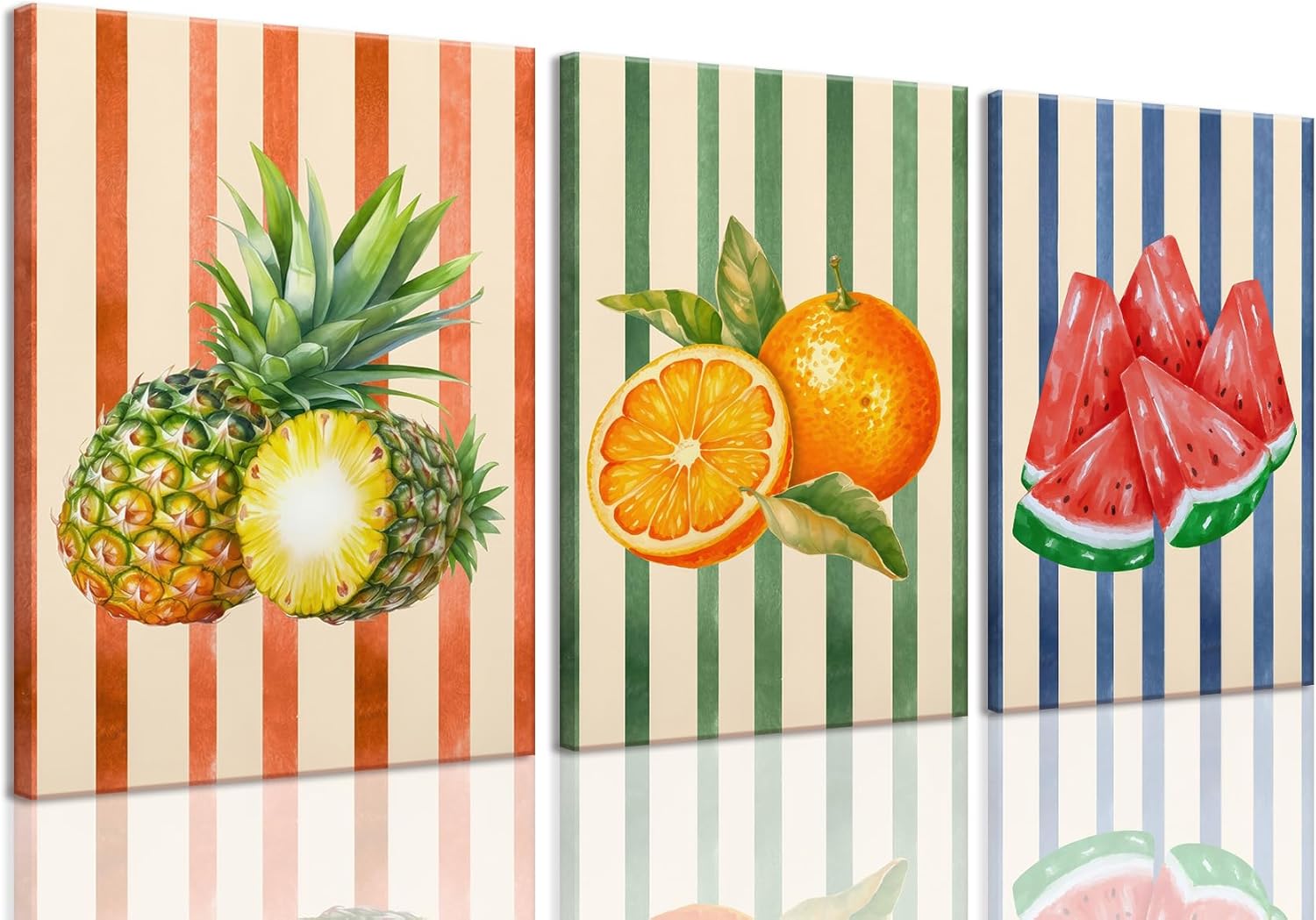 LHHJDIO 3 Piece Trendy Fruit Canvas Wall Art Vintage Kitchen Wall Art Colorful Fruit Pictures Wall Decor Orange Modern Art Prints for Kitchen Dining Room Living Room 12"x16"