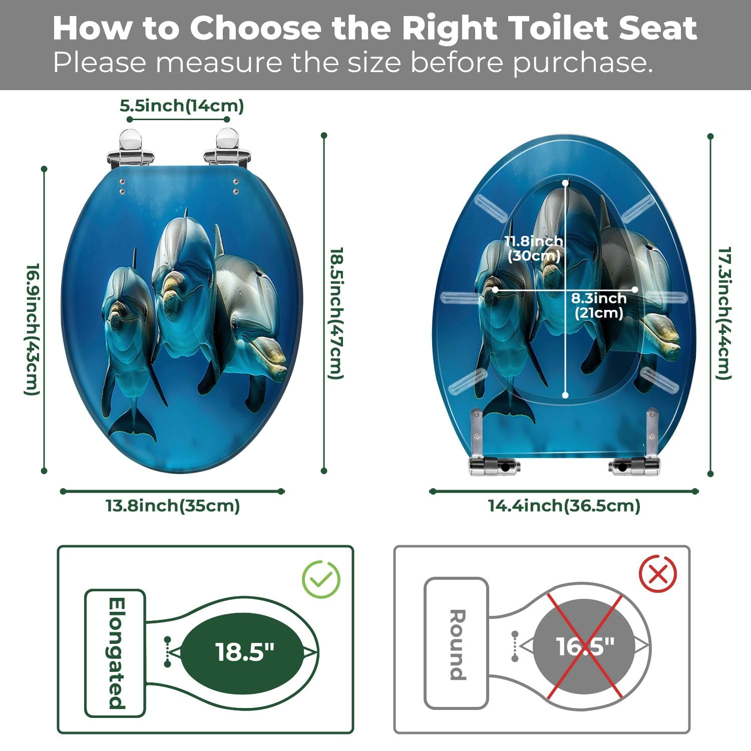 Asiento de inodoro alargado LooLux con tapa para baño