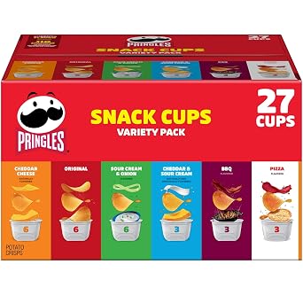 Pringles Potato Crisps Chips, Lunch Snacks, Snack Cups, Variety Pack, 19.5oz Box 27 Cups