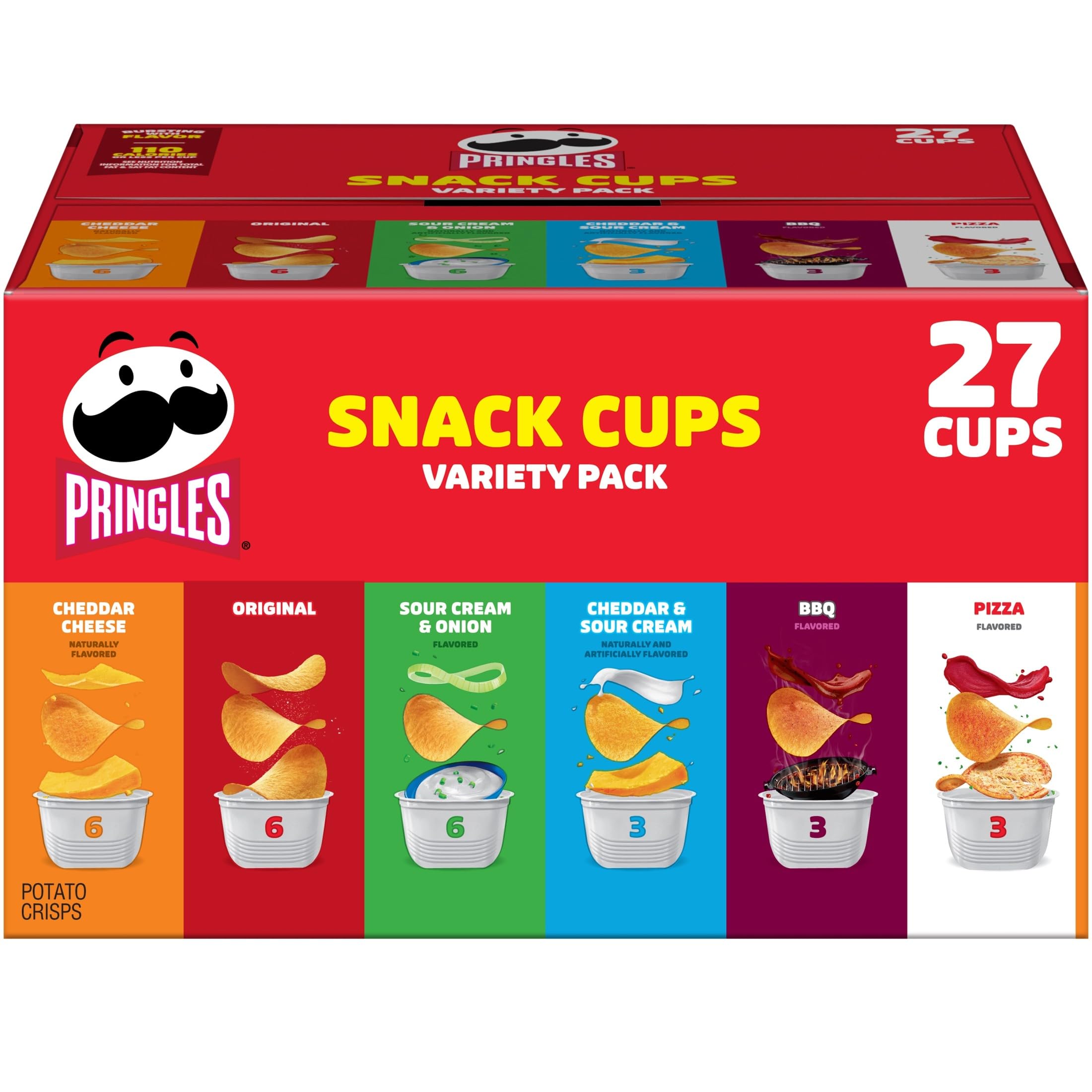 Pringles Pommes frites mit saurer Sahne und Zwiebeln, Cheddar-Käse, Barbecue, Pizza, Cheddar-Käse und Sauerrahm 19.5 Ounce