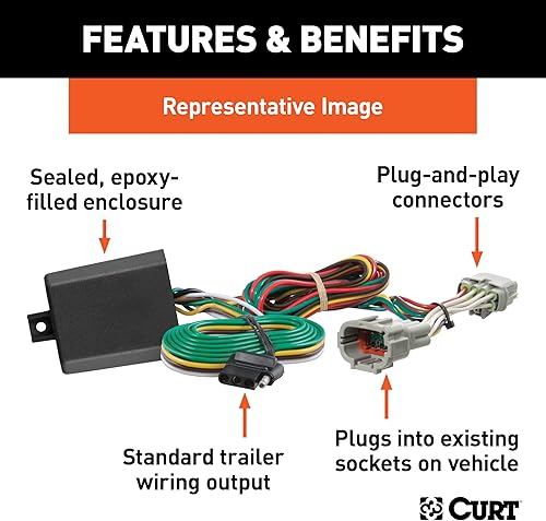 Miniatura 3 de CURT 56459 Arnés de cableado de remolque personalizado de 4 pines para el lado del vehículo, se adapta a Nissan Rogue seleccionados