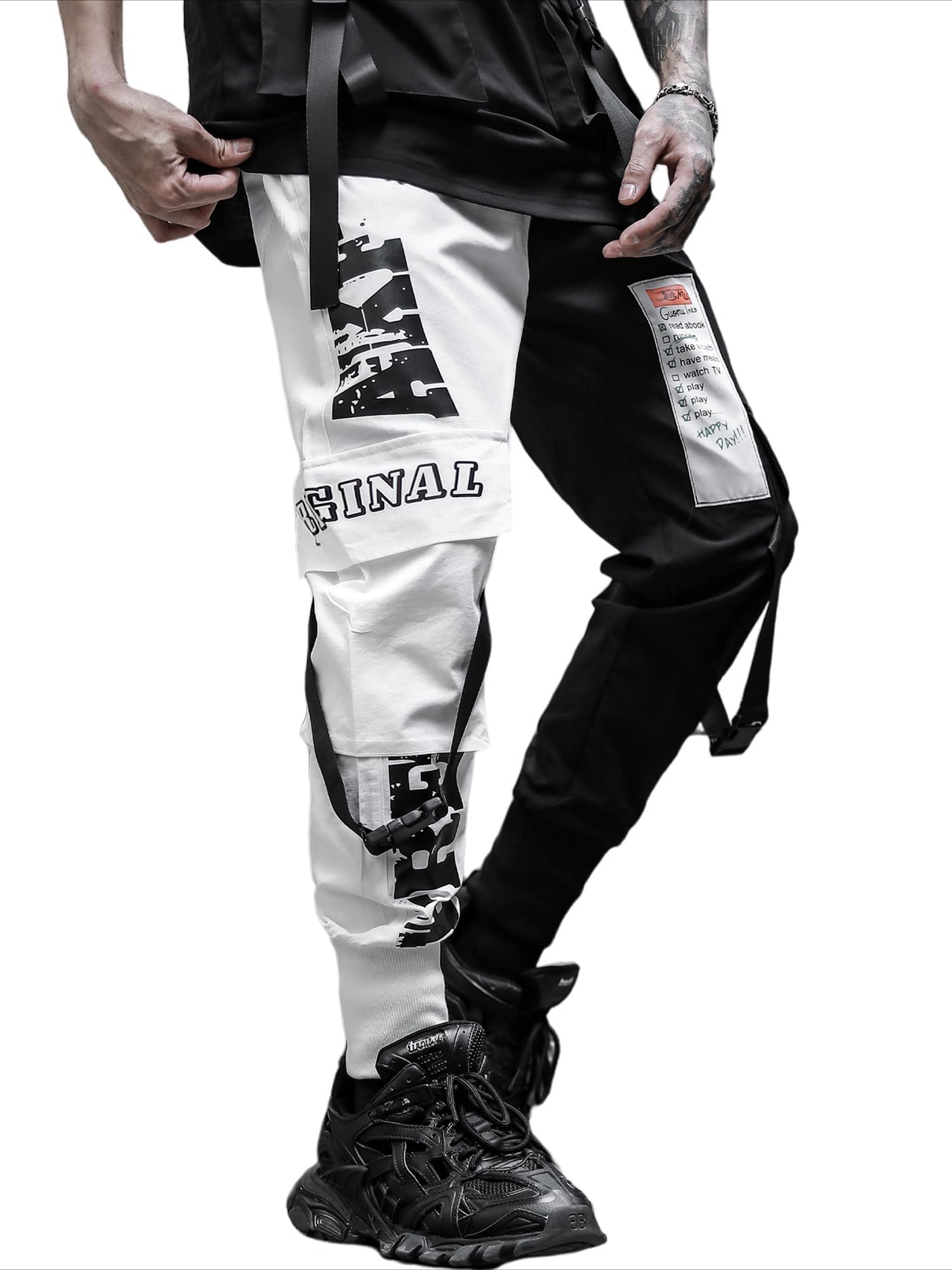 Ambcol Men's Trousers Jogger Pants Punk Cargo Baggy Techwear Hip Hop Harem Pants Streetwear Tactical Track Pants