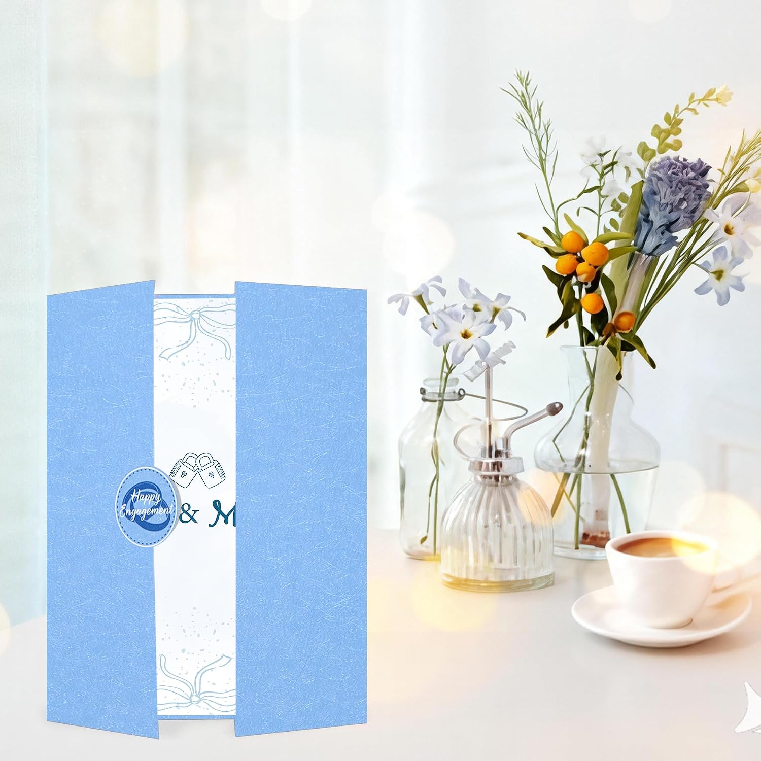 Holkcog Engagement Party Decorations, Blue Engagement Guest Book | Blue Happy Engagement Guest Book Alternative, Engagement Signing Card Engaged Keepsake Gift for Couple