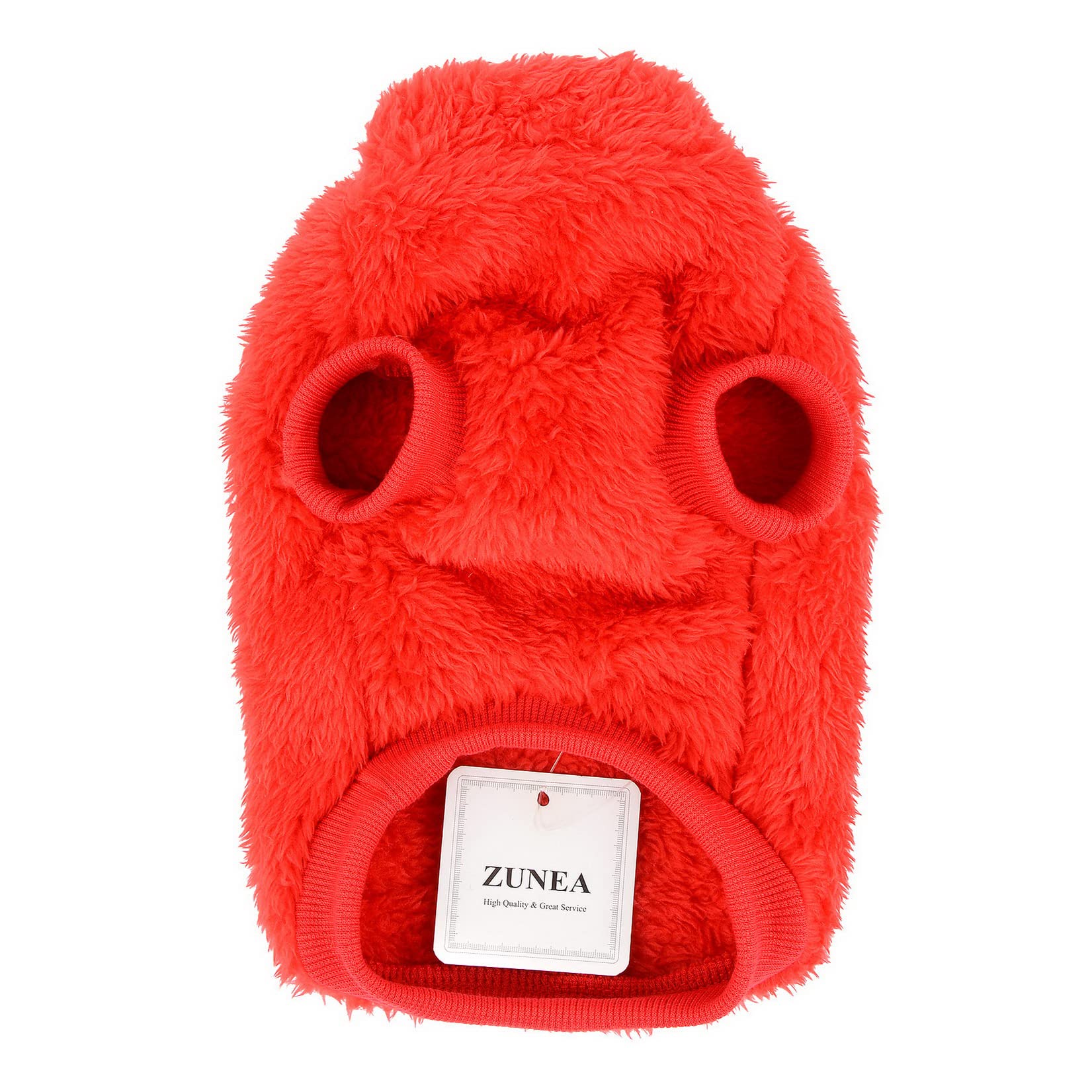 Zunea Fleece Dog Jumper Winter Warm Sweater Jacket Coat for Small Dogs Soft Fuzzy Puppy Clothes with D-Ring for Harness Lead Pullover Cold Weather Pet Girl Boy Apparel for Chihuahua Cats Red S - Image 4