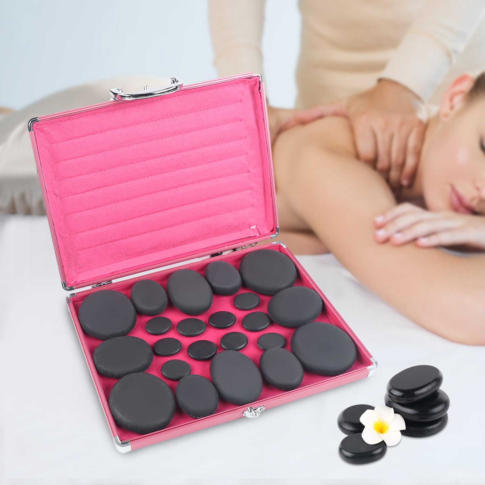 Zestaw do masażu Hot Stone 20 szt., 220 W Hot Stone urządzenie do masażu, kamienie do masażu, kamienie do spa, Hot Stones z zestawem grzewczym do masażu Gua Sha i Tuina
