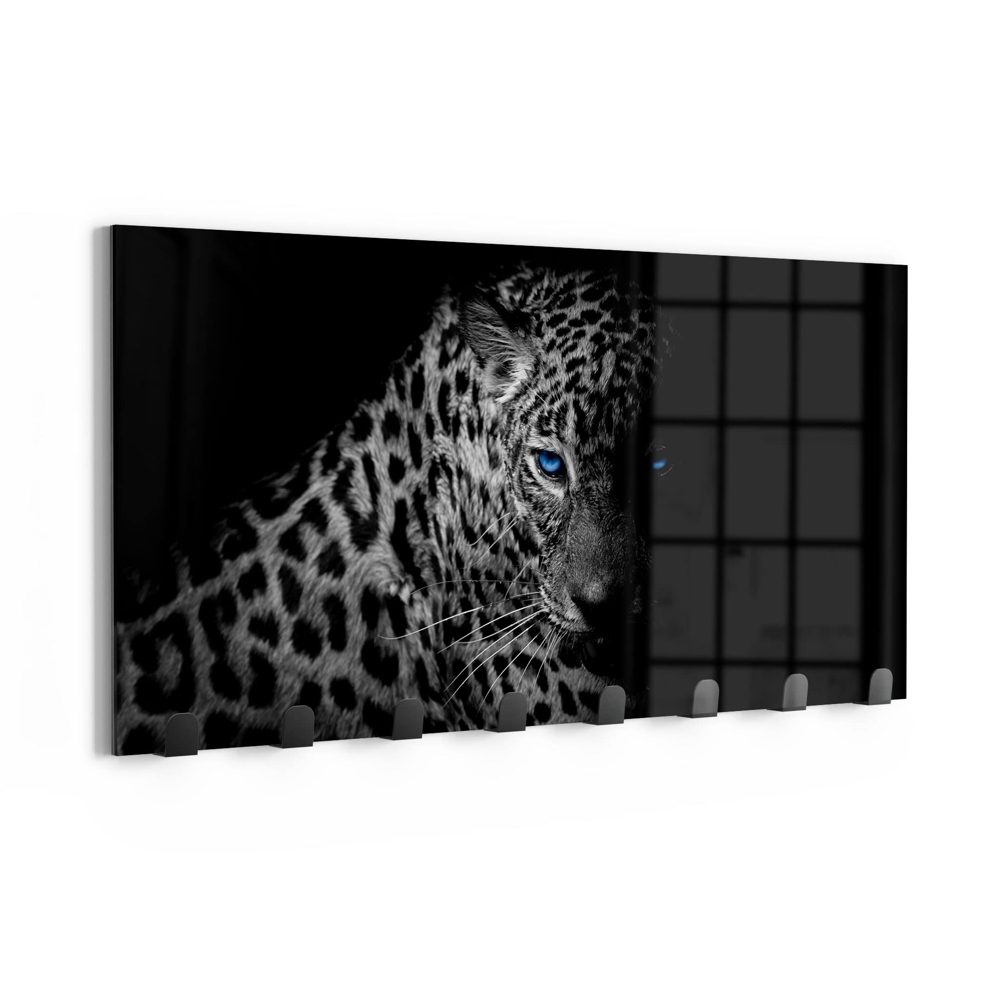 DEQORI - Appendiabiti da parete in vetro e metallo, motivo spiaggia relitto, 60 x 30 cm, design moderno, pannello appendiabiti per corridoio, soggiorno e camera da letto, magnetico e scrivibile