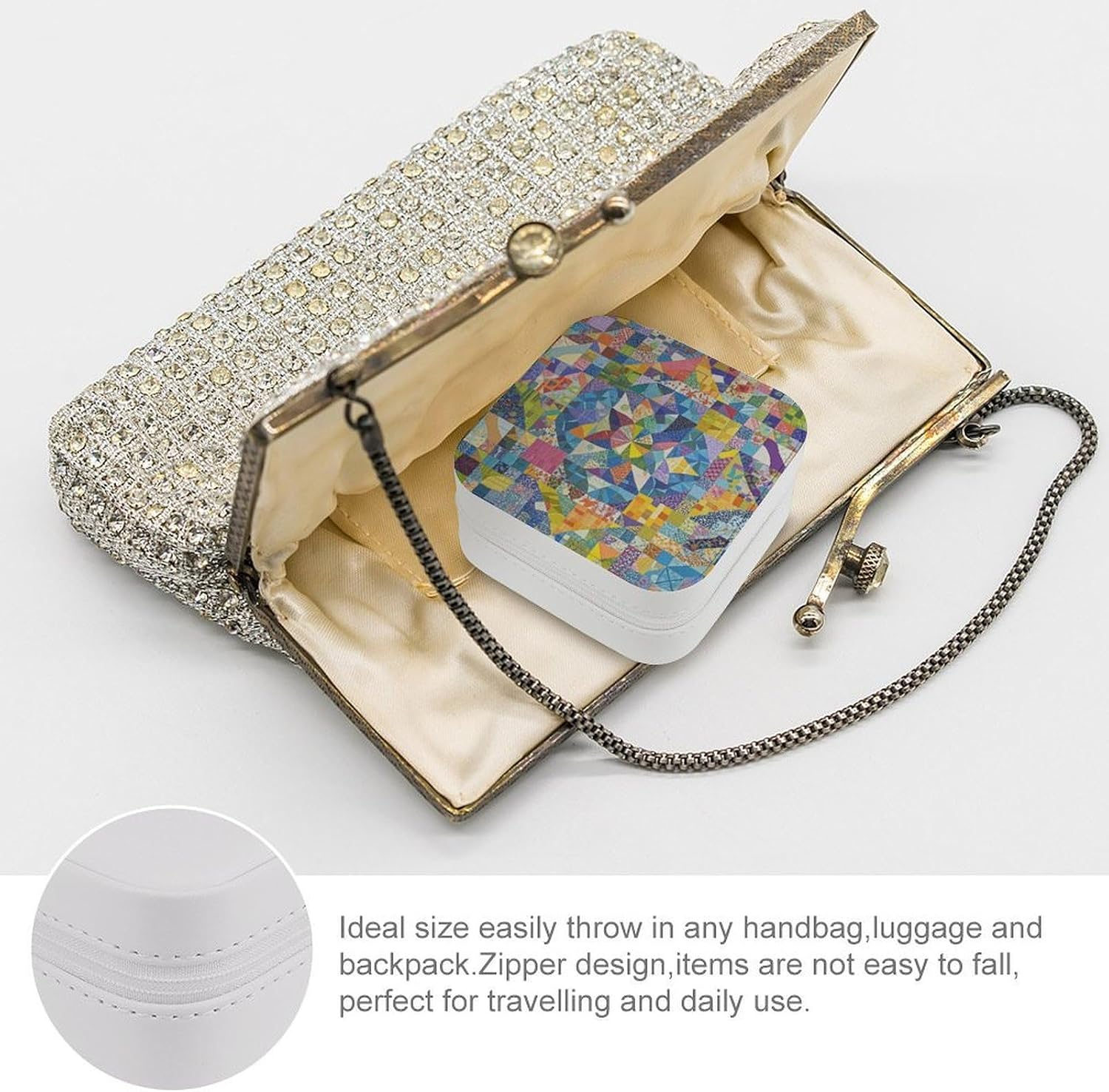 Small Travel Jewelry Case for Women Portable Compact Jewelry Organizer Box image 3